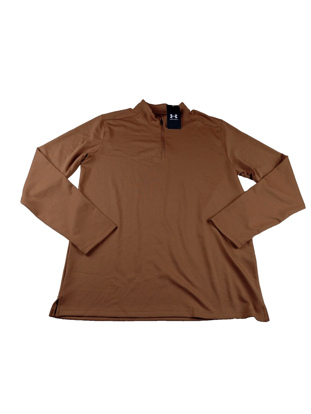 Under Armour 1/4 Zip Shirt Mens Medium Brown Lightweight Loose Fit Mock Neck M